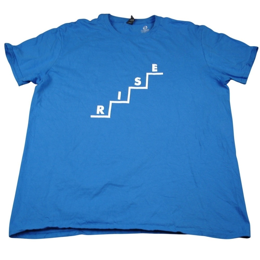 Anvilโ Mens Rise Oscar Health Insurance Graphic T-Shirt XL Blue Short Sleeve